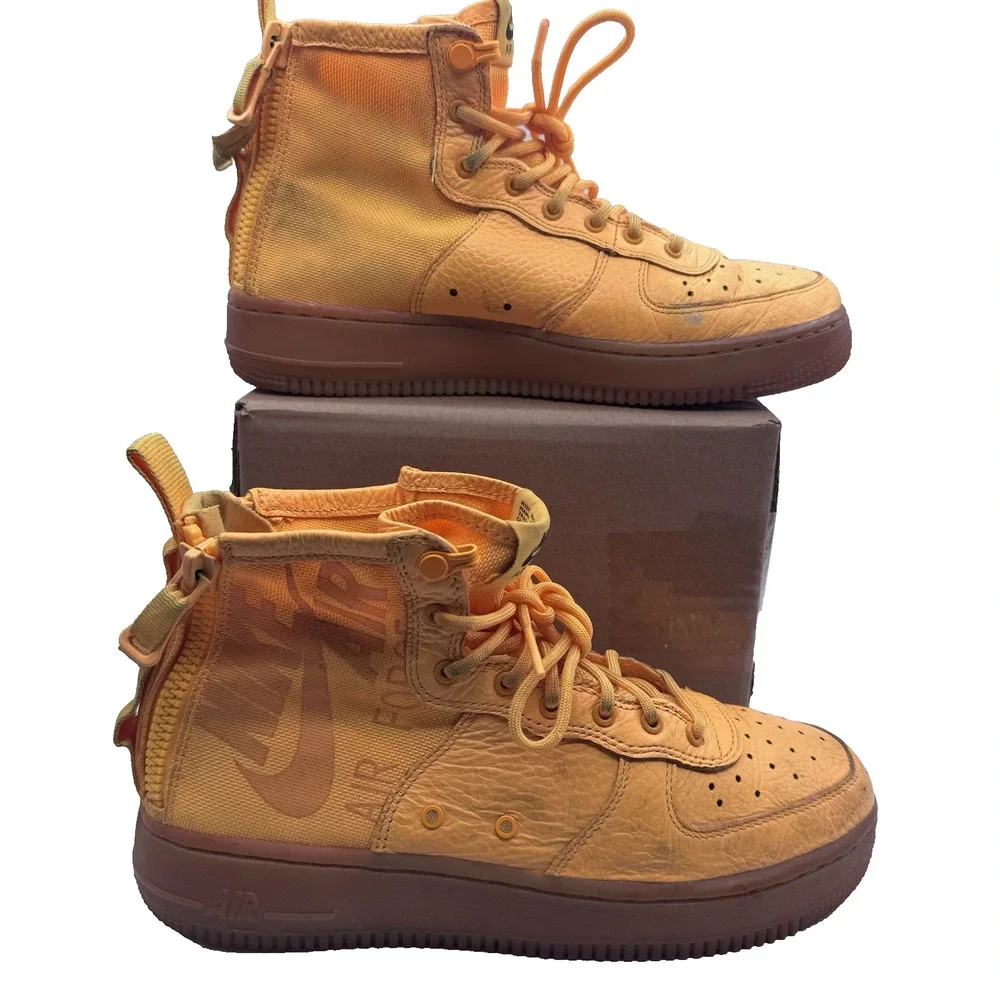 Nike OBJ Air Force One Mid Laser Orange High Top Sneaker Y6.5 -AJO424-800